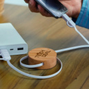 Bamboo Retractable Charging Cable+in use