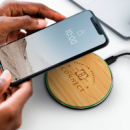 Bamboo 15W Wireless Fast Charger+in use