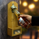 Bamboo Wall Mounted Bottle Opener+in use