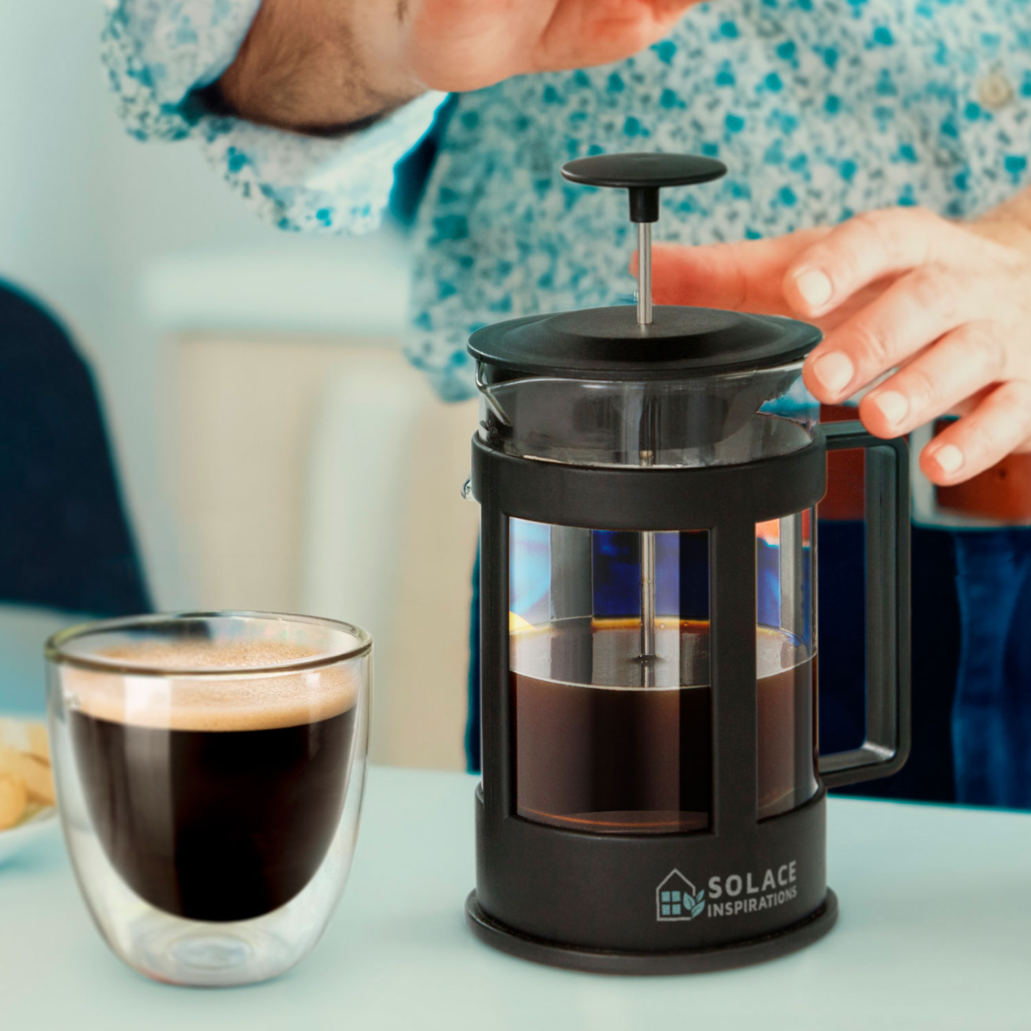 french press crema