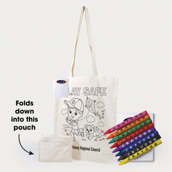 Get Crafty Folding Calico Bag and Crayons