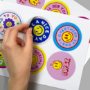 Sticker Sheet 80mm Circle Gloss+in use